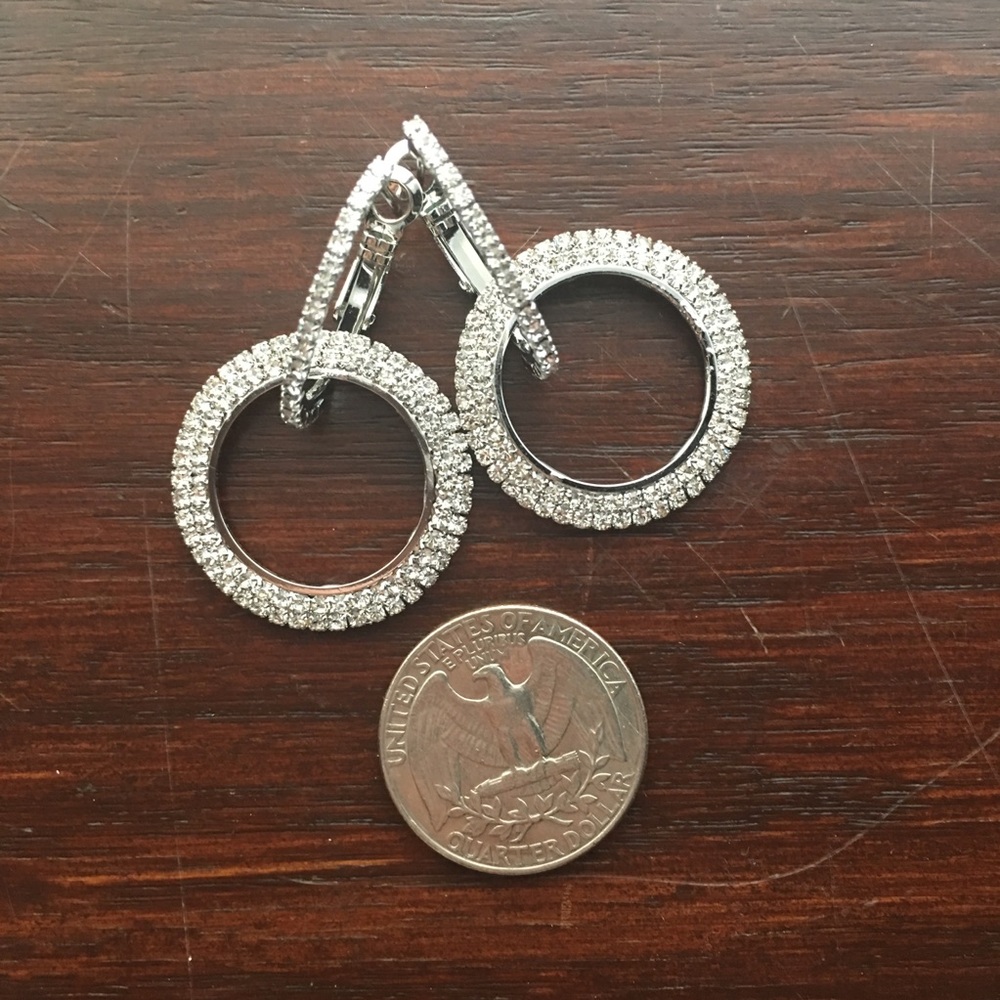 SOLD OUT Crystal Rhinestone Hoop Earrings - Picture 8 of 8